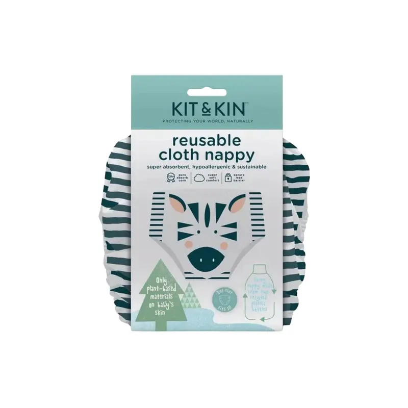 Kit & Kin Reusable Nappy - Zebra 1