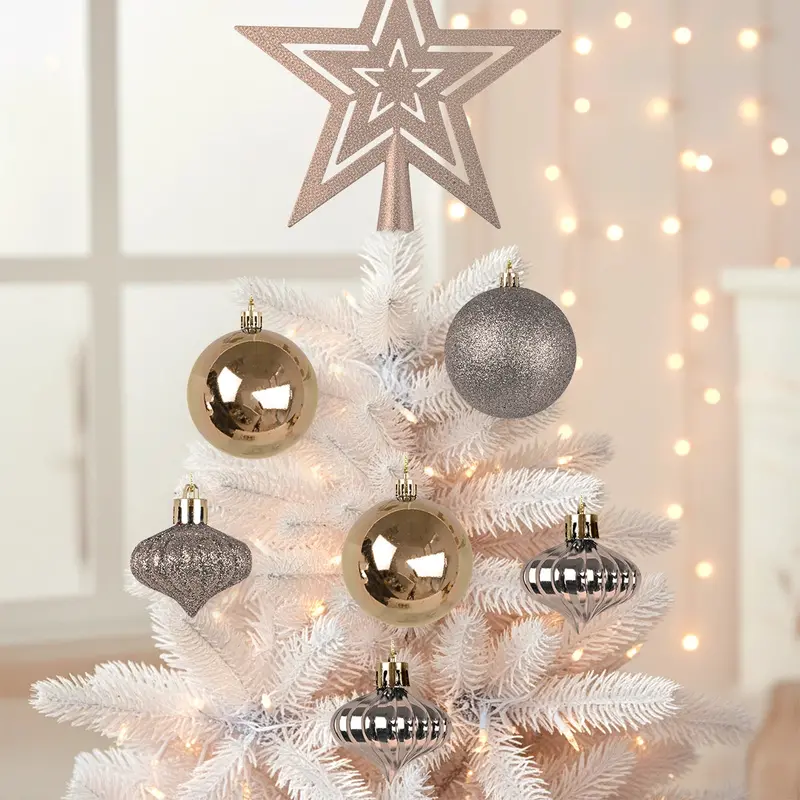 Kit Navideño De Esferas Y Estrella, 18 Pzas, Color Champagne 1