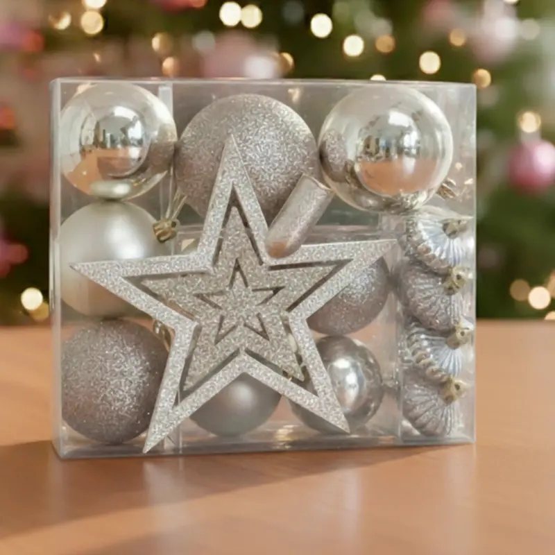 Kit Navideño De Esferas Y Estrella, 18 Pzas, Color Champagne 2