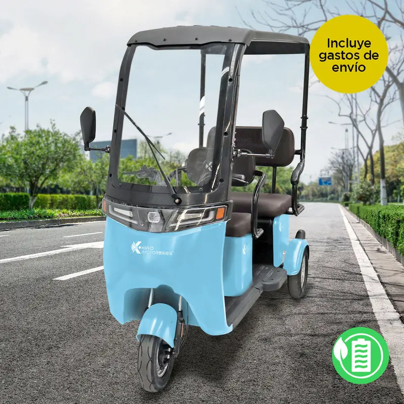 Kiwo, Triciclo Eléctrico Con Techo, Modelo Bty002, Color Azul Cielo 1