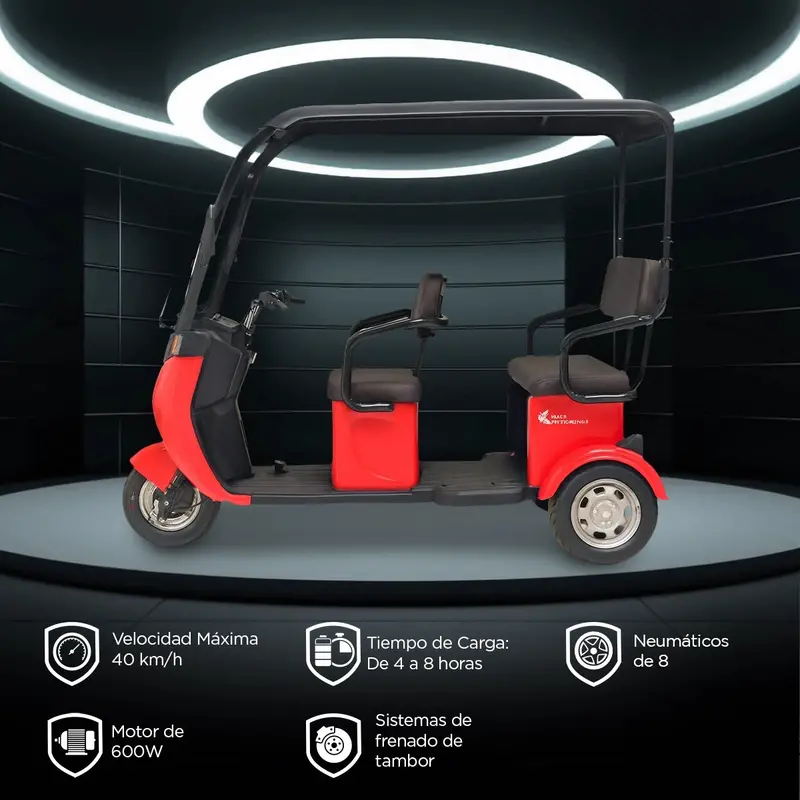 Kiwo, Triciclo Eléctrico Con Techo, Modelo Bty002, Color Rojo 2