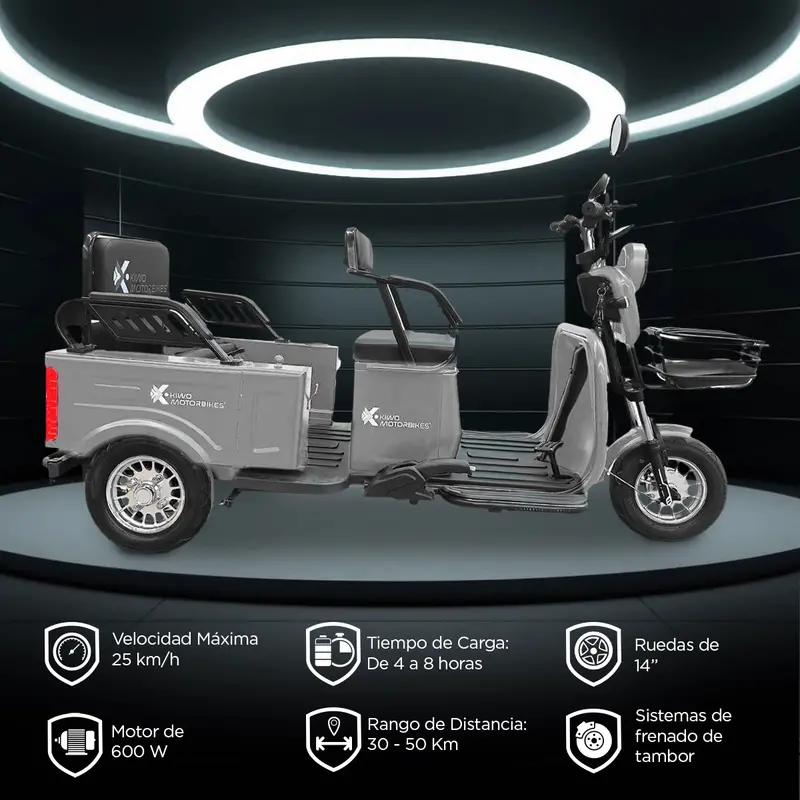 Kiwo, Triciclo Eléctrico Para Pasajeros, Modelo Bty003, Color Gris 2