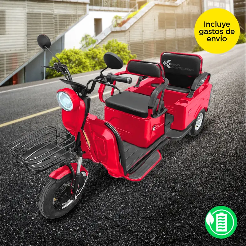 Kiwo, Triciclo Eléctrico Para Pasajeros, Modelo Bty003, Color Rojo 1