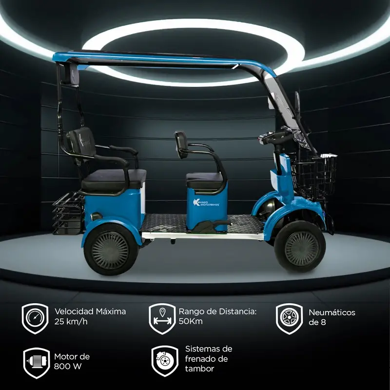 Kiwo, Vehículo Eléctrico Con Techo, Modelo Bty001, Color Azul Metálico 2