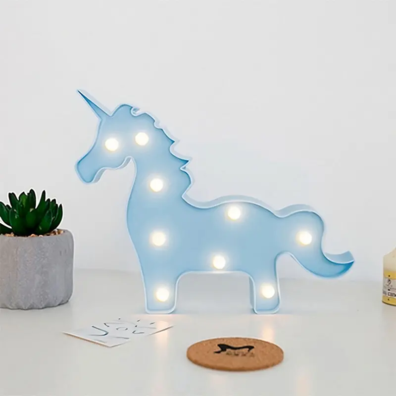 Lámpara De Unicornio Azul Cielo Led 22.5X24x3cm 2
