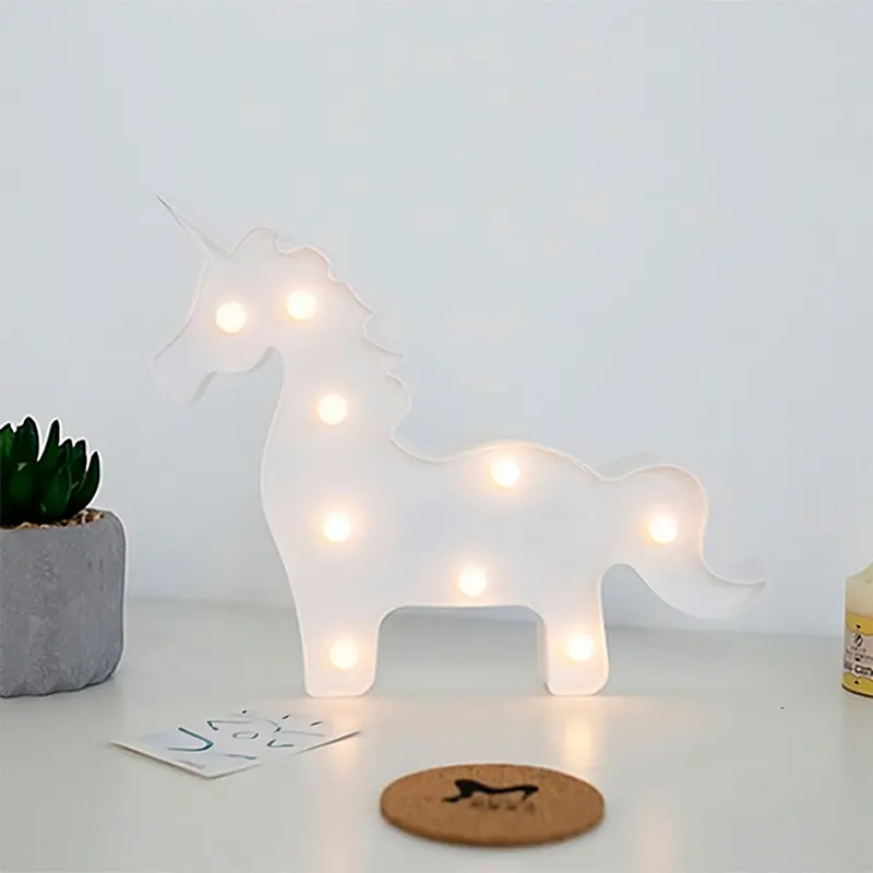 Lámpara De Unicornio Blanco Led 22.5X24x3cm 2