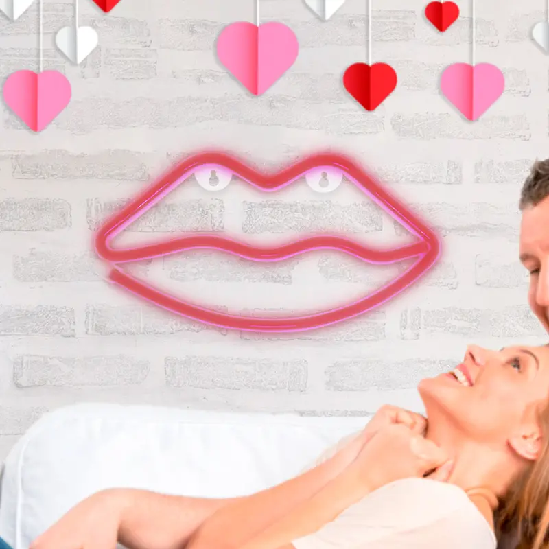 Lámpara Led En Forma De Labios, Color Rojo 1