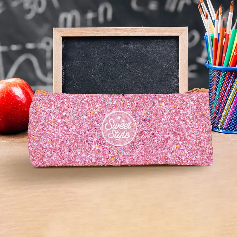 Lapicera/Estuche De Glitter Color Rosa 1