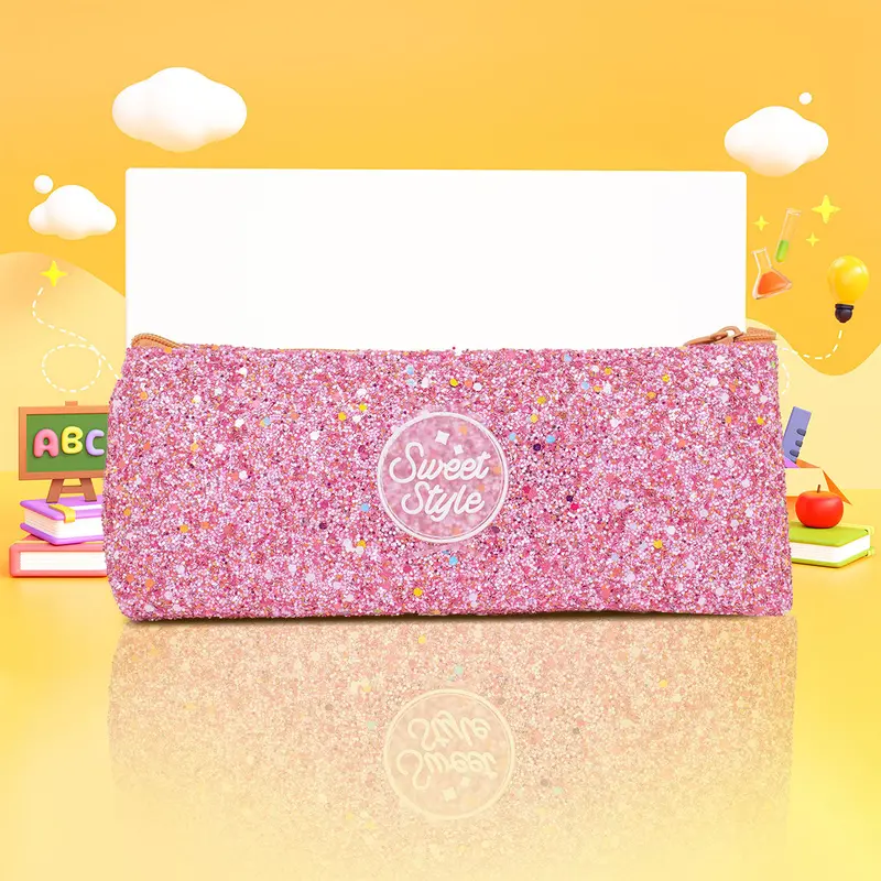 Lapicera/Estuche De Glitter Color Rosa 2