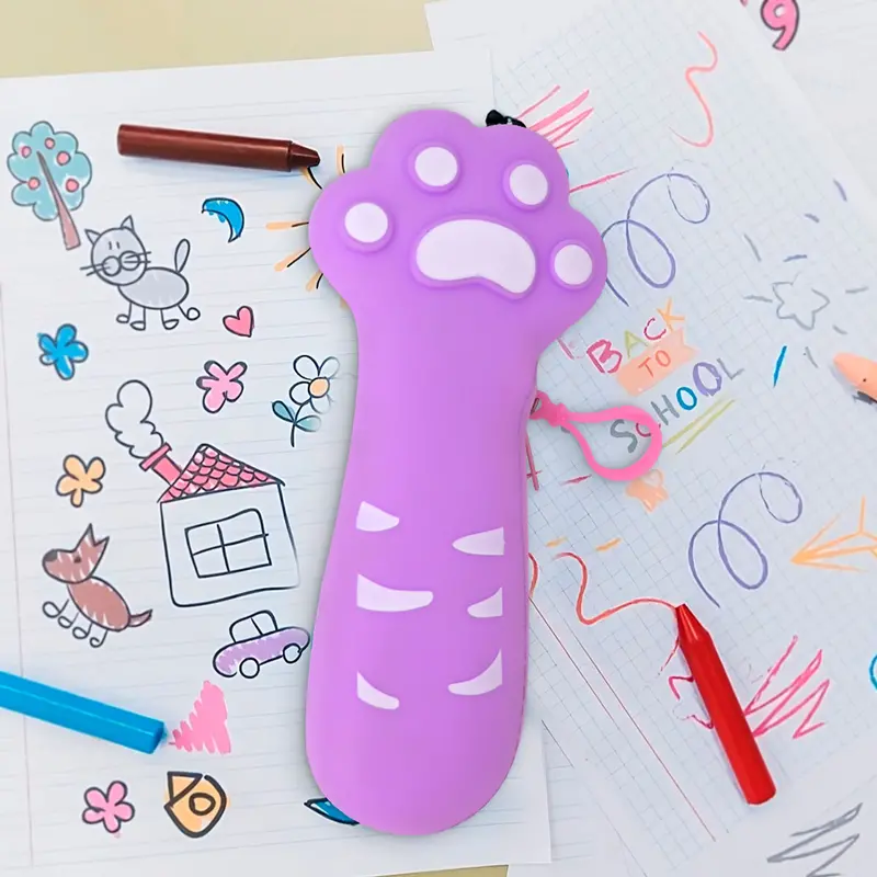 Lapicera/Estuchera Silicon, Patita De Gato Morado 1