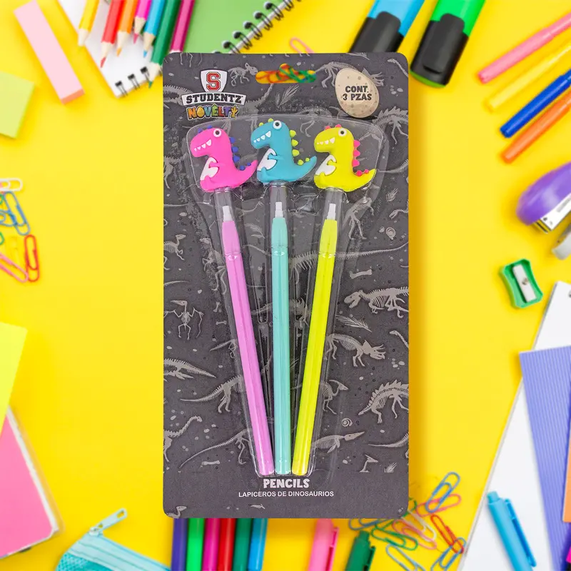 Lapiceros Tipo Pencil Dinosaurios Con 3 Pza. 1