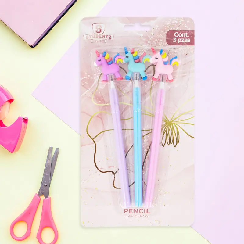 Lapiceros Tipo Pencil Unicornio Con 3 Pza. 1