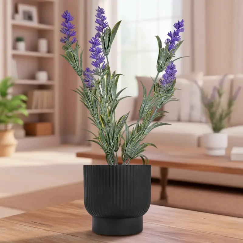 Lavanda Artificial Con Maceta, Color Morado 1
