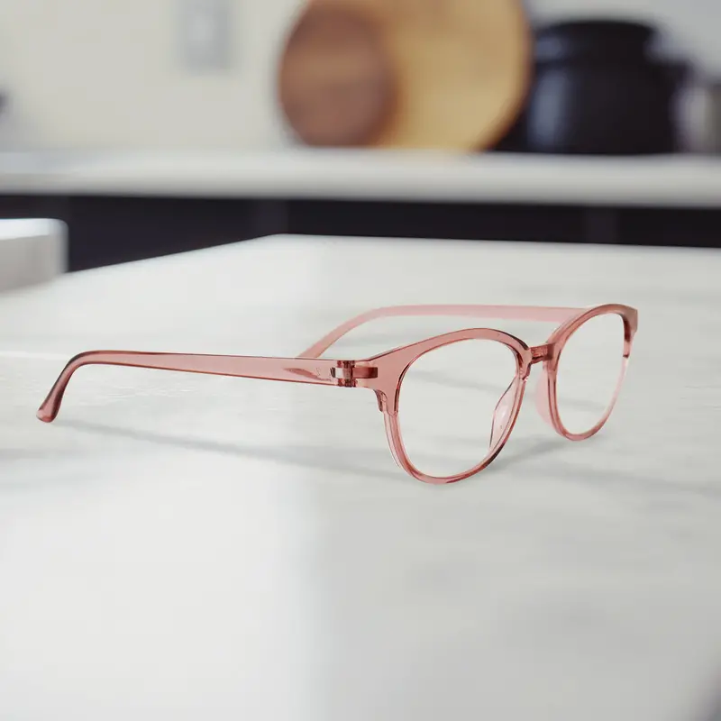 Lentes Con Armazón Ovalado Color Rosa Palo, Dioptría 3.00 1