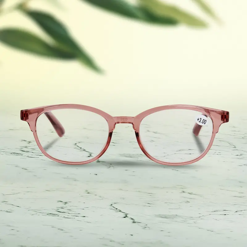 Lentes Con Armazón Ovalado Color Rosa Palo, Dioptría 3.00 2