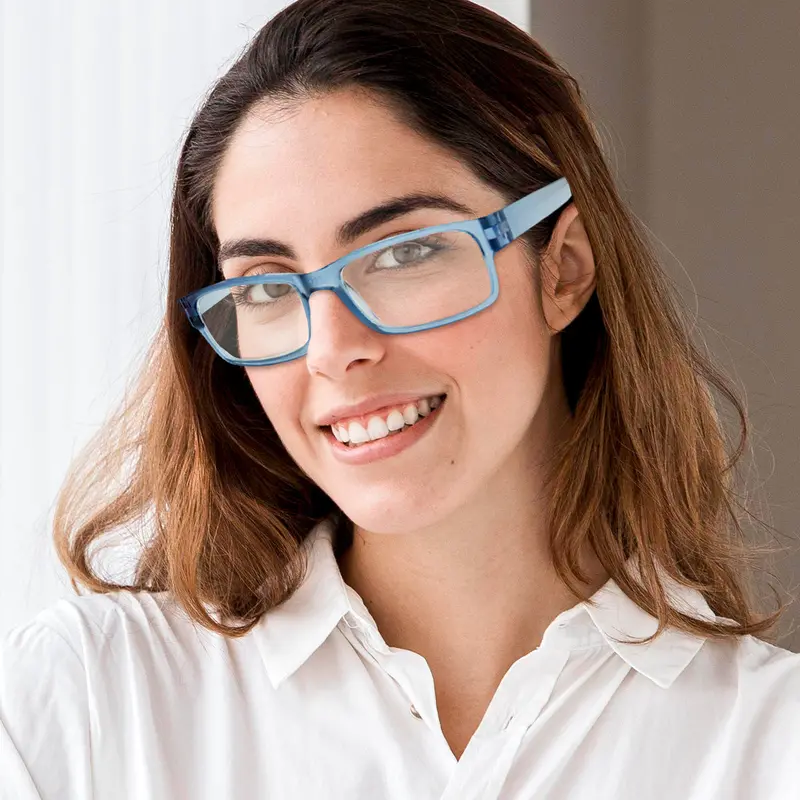 Lentes Con Armazón Rectangular Color Azul Petróleo, Dioptría 3.00 1