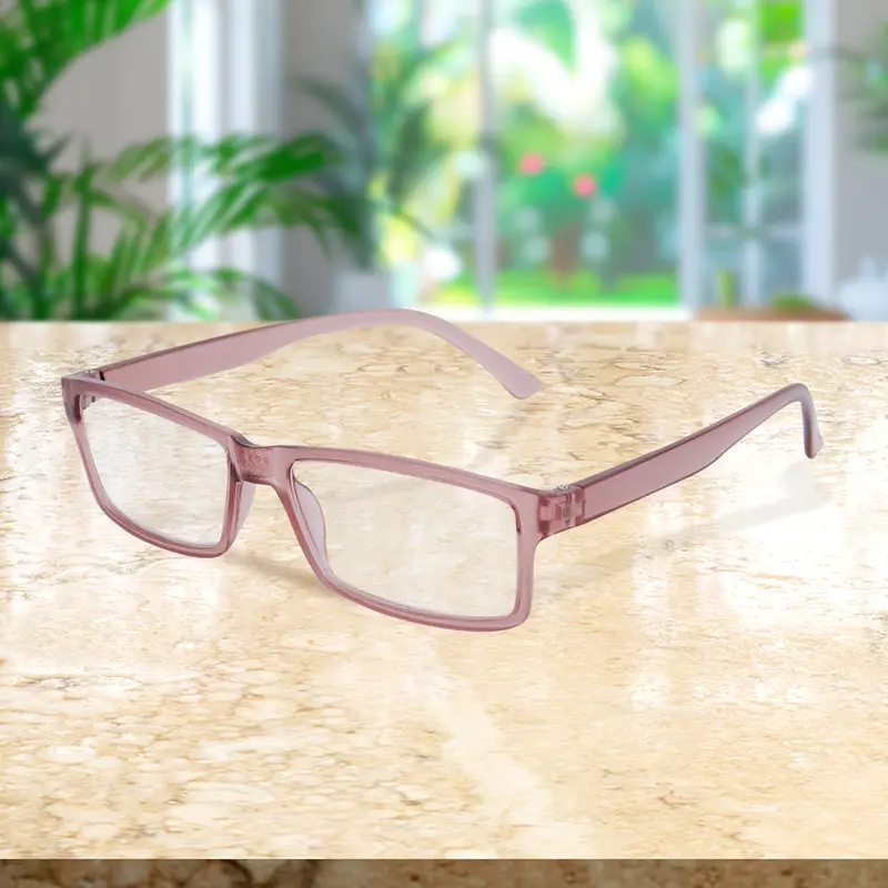 Lentes Con Armazón Rectangular Color Rubí, Dioptría 2.00 1