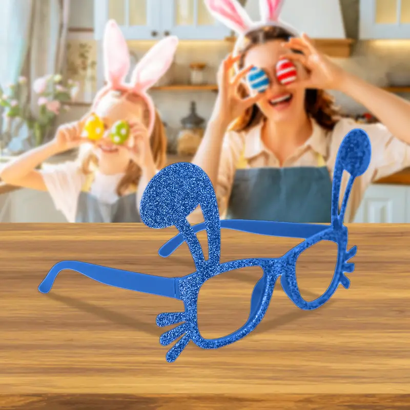 Lentes Con Diamantina Con Diseño De Conejo, Color Azul Rey 2