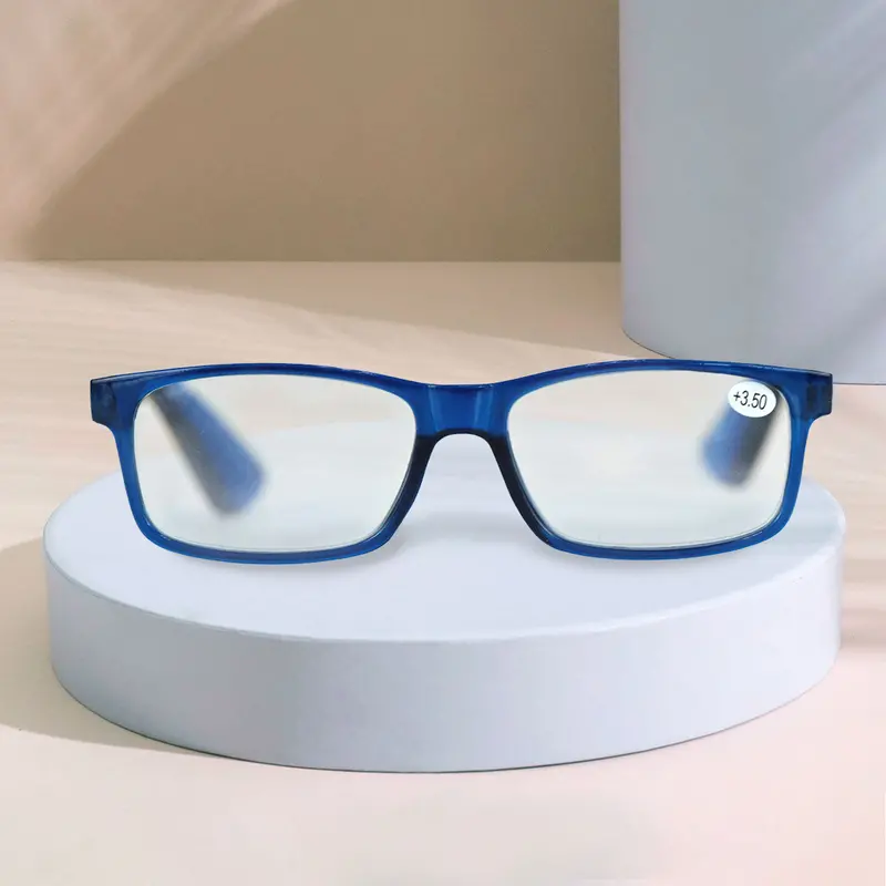 Lentes De Armazón Azul Cuadrados Con Graduación De 3.00 Dioptrías, Ideal Para Lectura 1