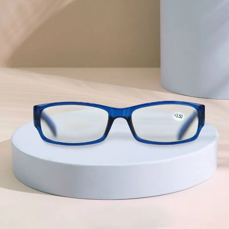 Lentes De Armazón Azul Rectangulares Con Graduación De 3.00 Dioptrias, Ideal Para Lectura 1