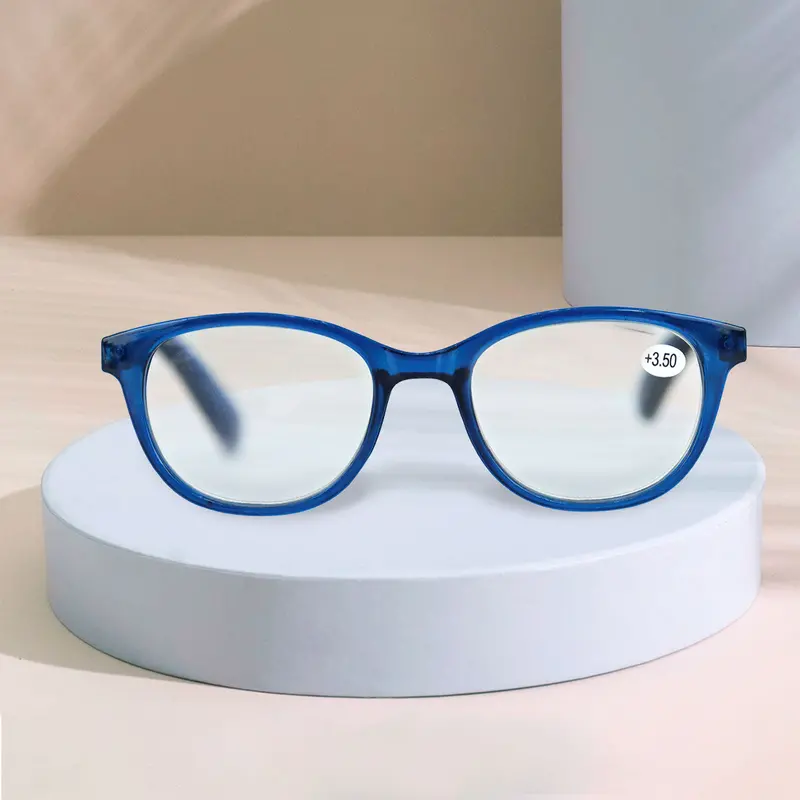 Lentes De Armazón Azul Redondos Con Graduación De 3.00 Dioptrias, Ideal Para Lectura 1