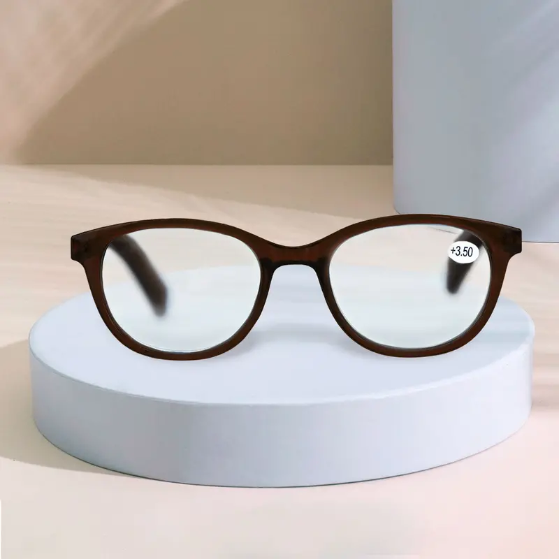 Lentes De Armazón Café Redondos Con Graduación De 3.00 Dioptrías, Ideal Para Lectura 1