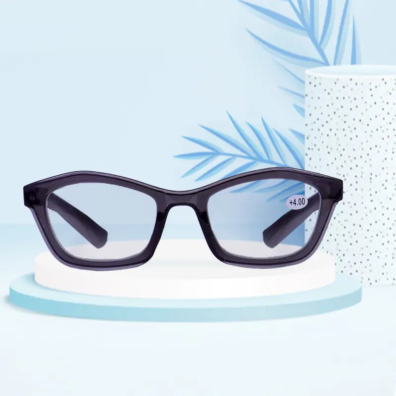 Lentes De Armazón Cuadrado Color Gris Oxford Con Graduación De 4.00 1