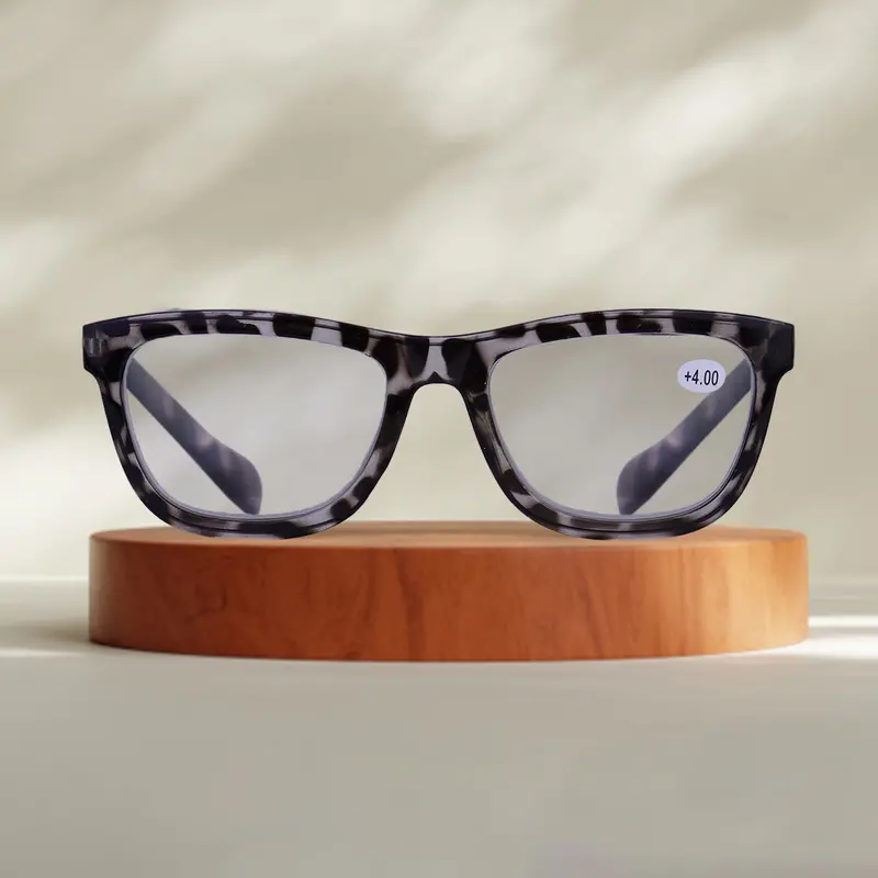 Lentes De Armazón Cuadrado Color Negro Con Blanco, Graduación De 4.00 Dioptrías 1