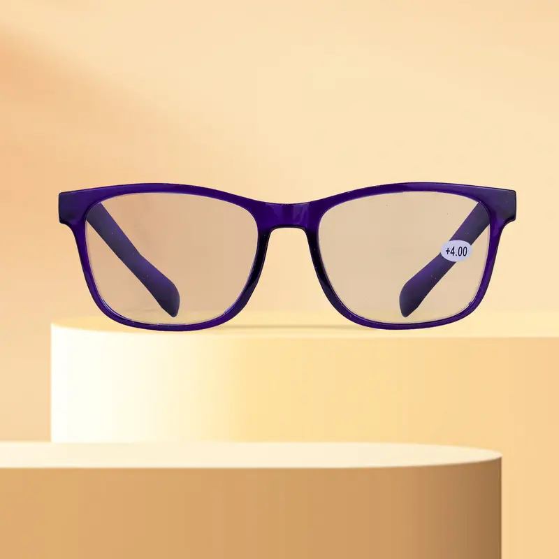 Lentes De Armazón Cuadrado Color Negro Con Morado, Graduación De 4.00 Dioptrías 1