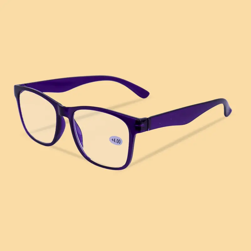 Lentes De Armazón Cuadrado Color Negro Con Morado, Graduación De 4.00 Dioptrías 2