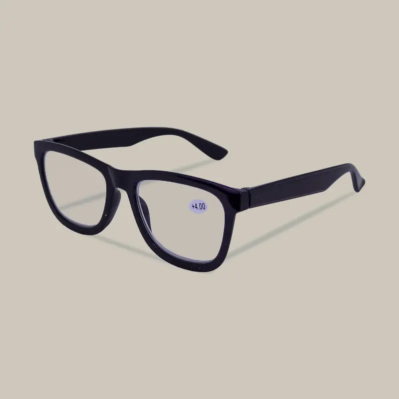 Lentes De Armazón Cuadrado Color Negro, Graduación De 4.00 Dioptrías 2