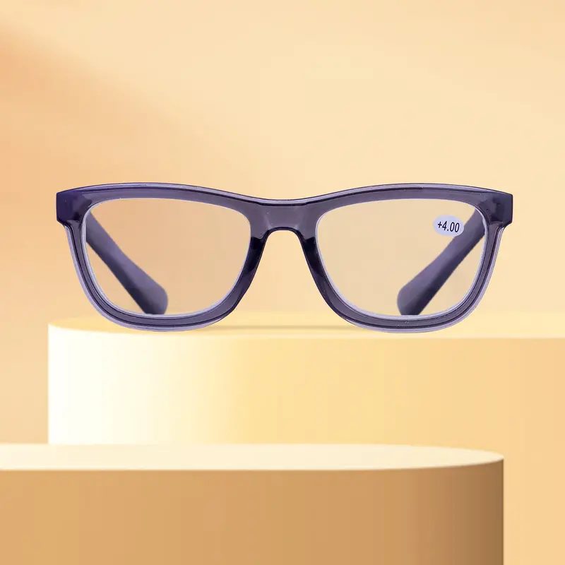 Lentes De Armazón Cuadrado Color Negro Transparente, Graduación De 4.00 Dioptrías 1