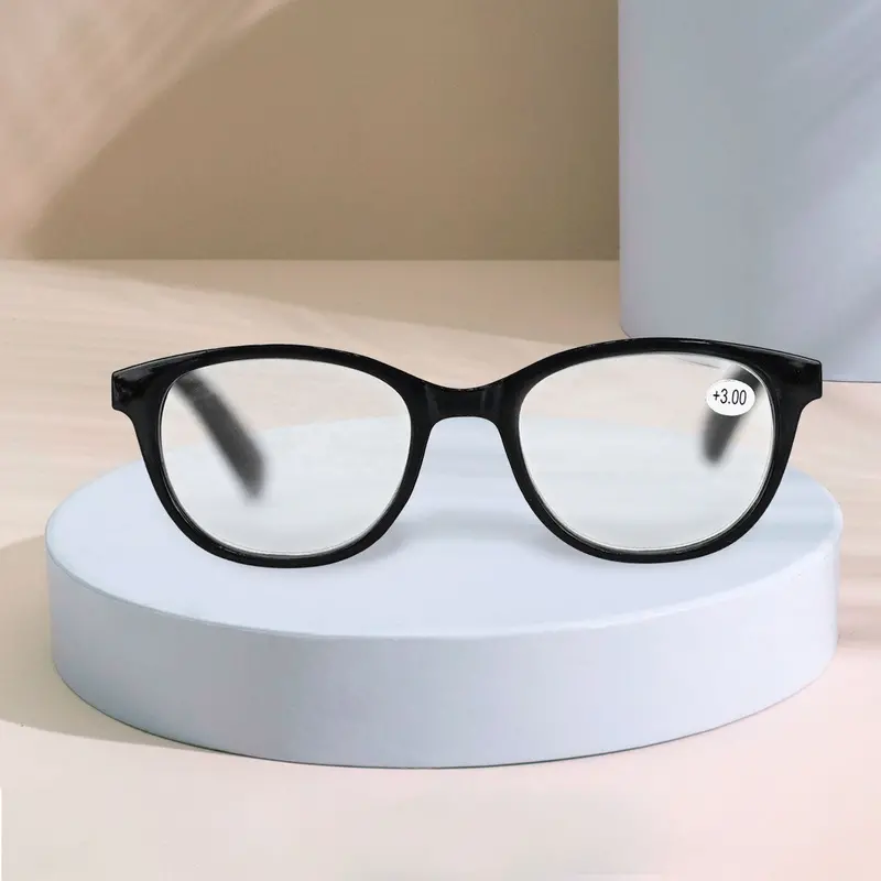 Lentes De Armazón Negro Ovalado Con Graduación De 3.00 Dioptrías, Ideal Para Lectura 1