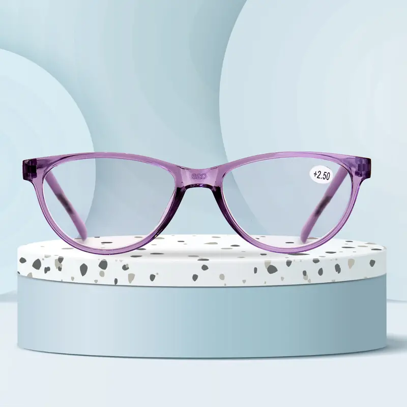 Lentes De Armazón Ovalado Color Morado Con Graduación De 2.50 1