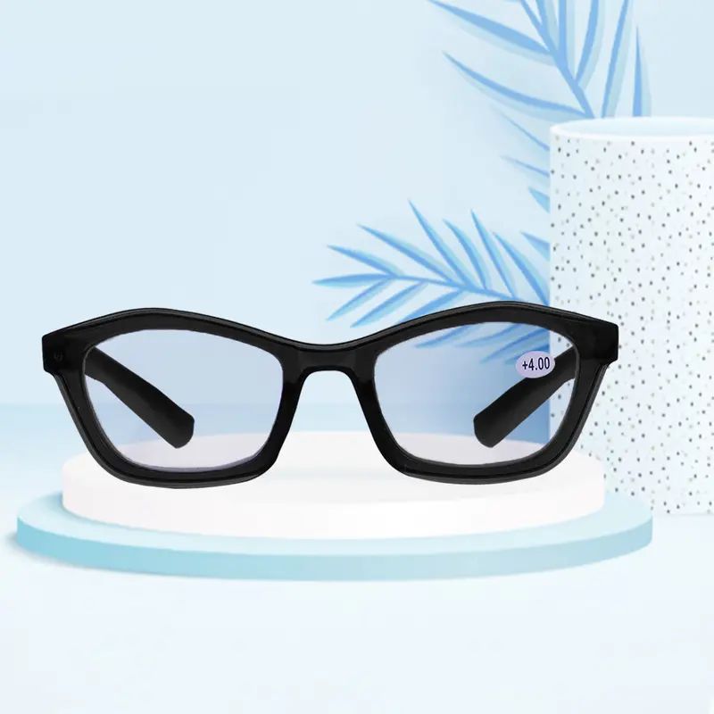 Lentes De Armazón Ovalado Color Negro Con Graduación De 4.00 1