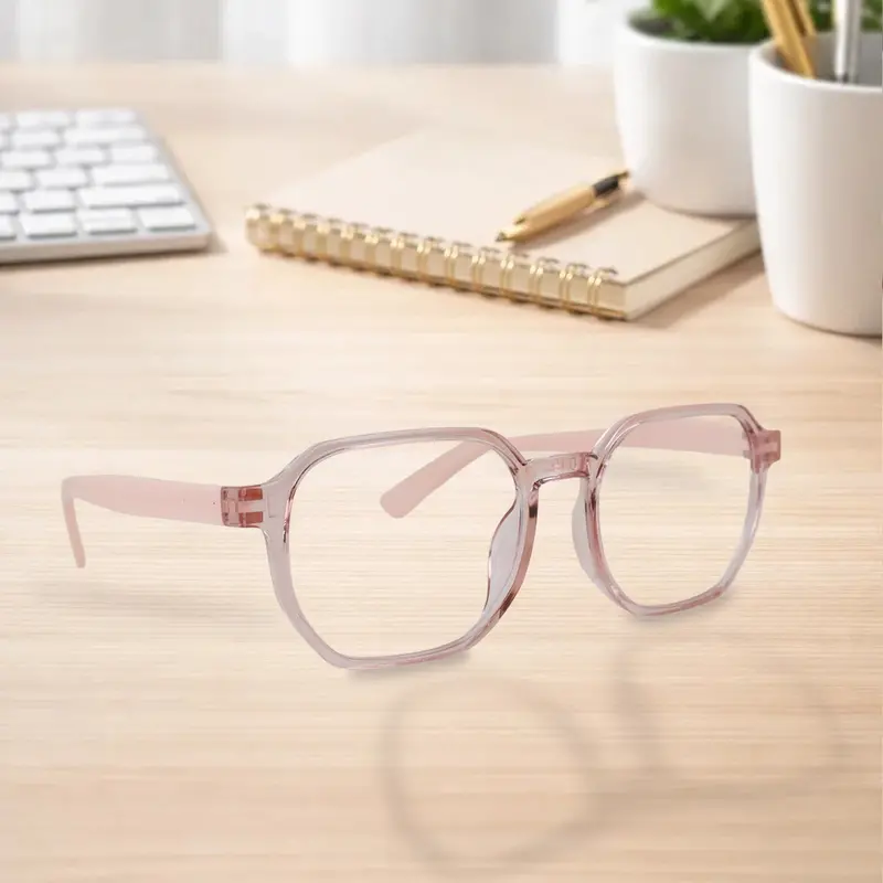 Lentes De Lectura, Octagonales, Color Rosa Claro, +2.00 2