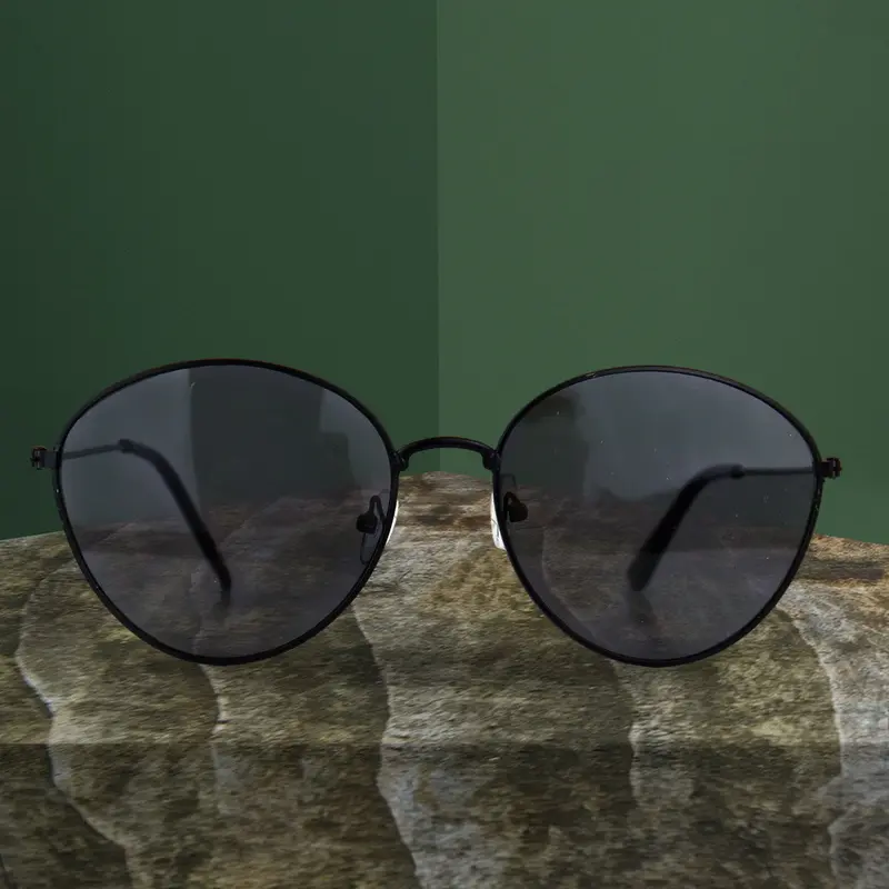 Lentes De Sol Estilo Aviador Con Armazón Ovalado, Color Negro 1