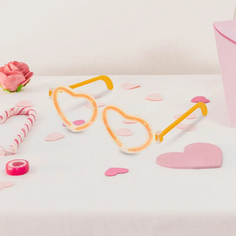 Lentes En Forma De Corazón Naranja Neón 2