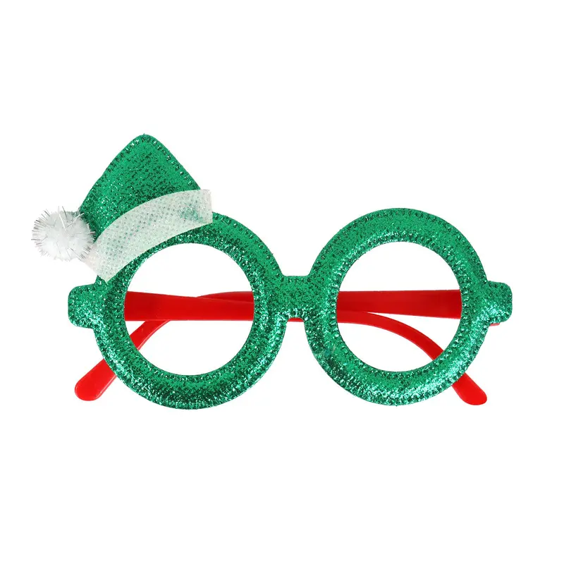 Lentes Navideños Con Sobrerito Navideño Glitter, Color Verde 2