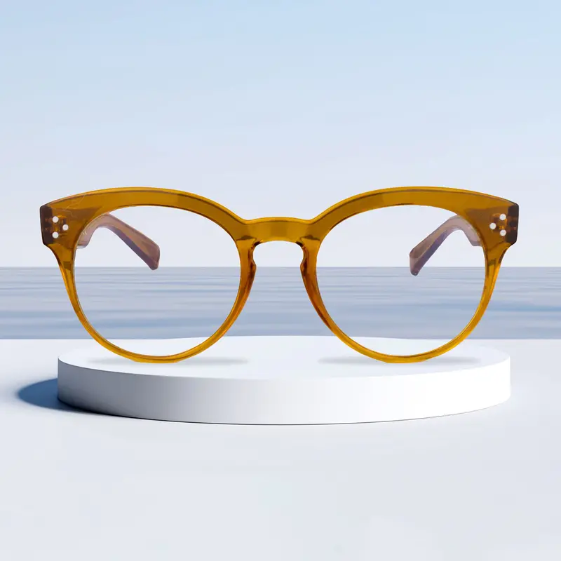 Lentes Redondos Con Armazon Café Claro 1