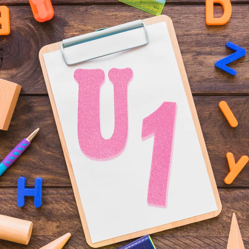 Letras Y Números De Foamy Con Adhesivo, Color Rosa 1