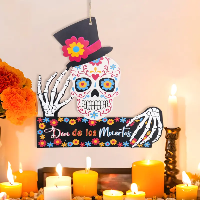 Letrero De Mdf Con Diseño De Día De Muertos 2