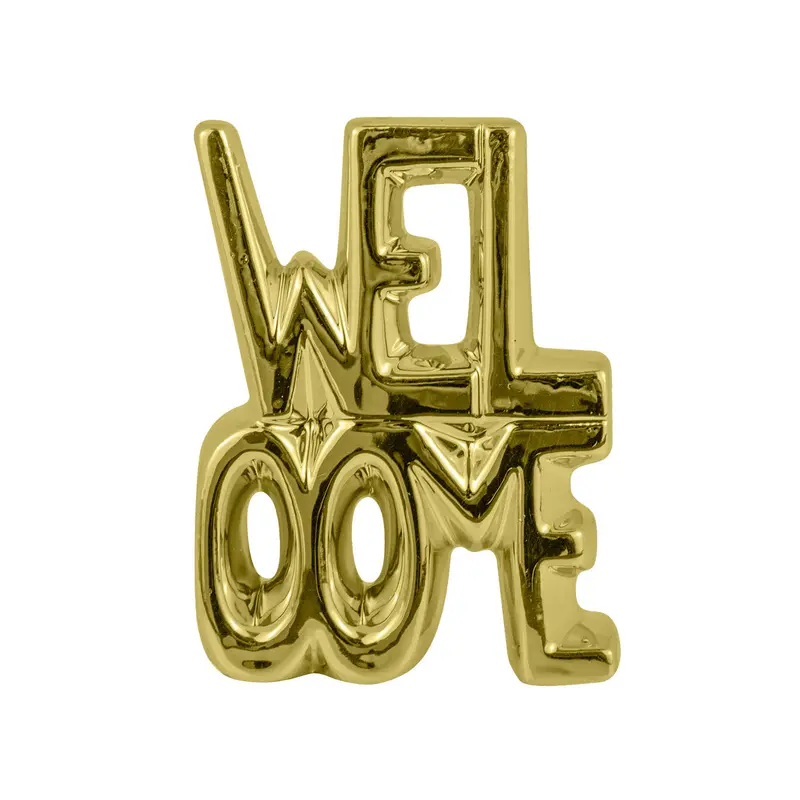 Letrero De Mesa "Welcome" Color Oro 2