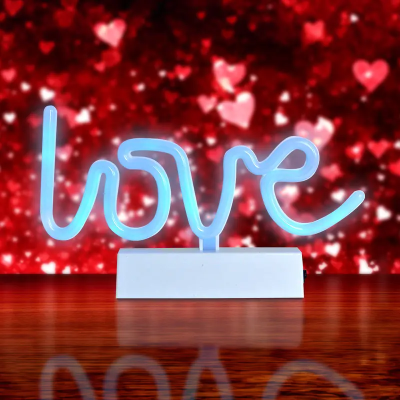 Letrero Love Con Luz Led, Color Azul 1