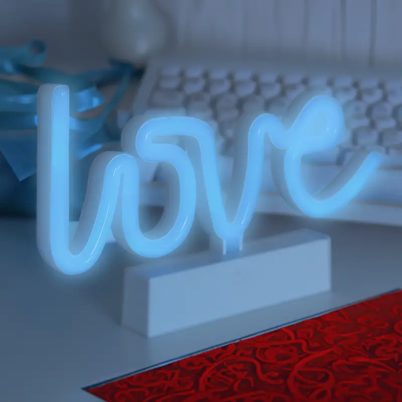 Letrero Love Con Luz Led, Color Azul 2