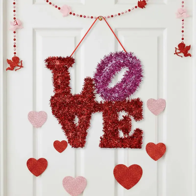 Letrero Love De Tinsel Decorativo, Color Rojo 1