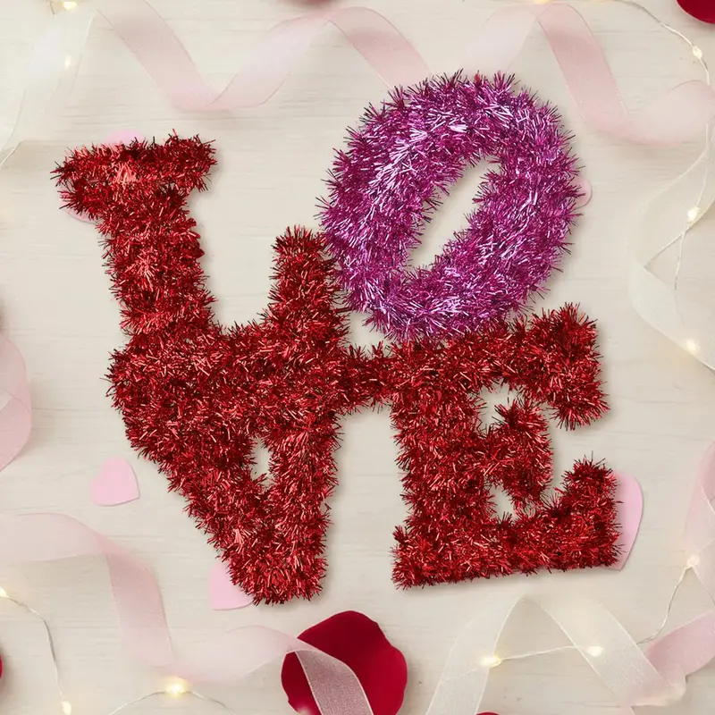 Letrero Love De Tinsel Decorativo, Color Rojo 2