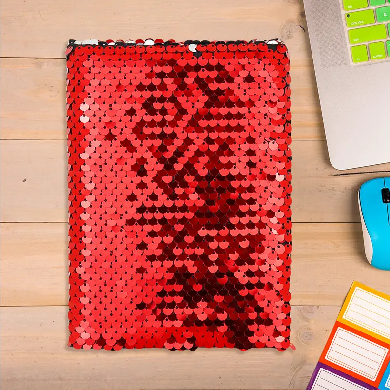 Libreta Con Lentejuelas Color Rojo 1