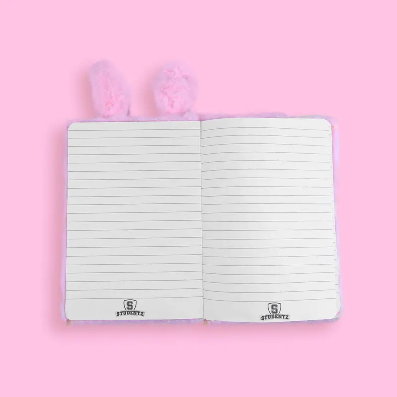 Libreta De Conejo Con Peluche Texturizada Color Rosa, 80 Páginas 2