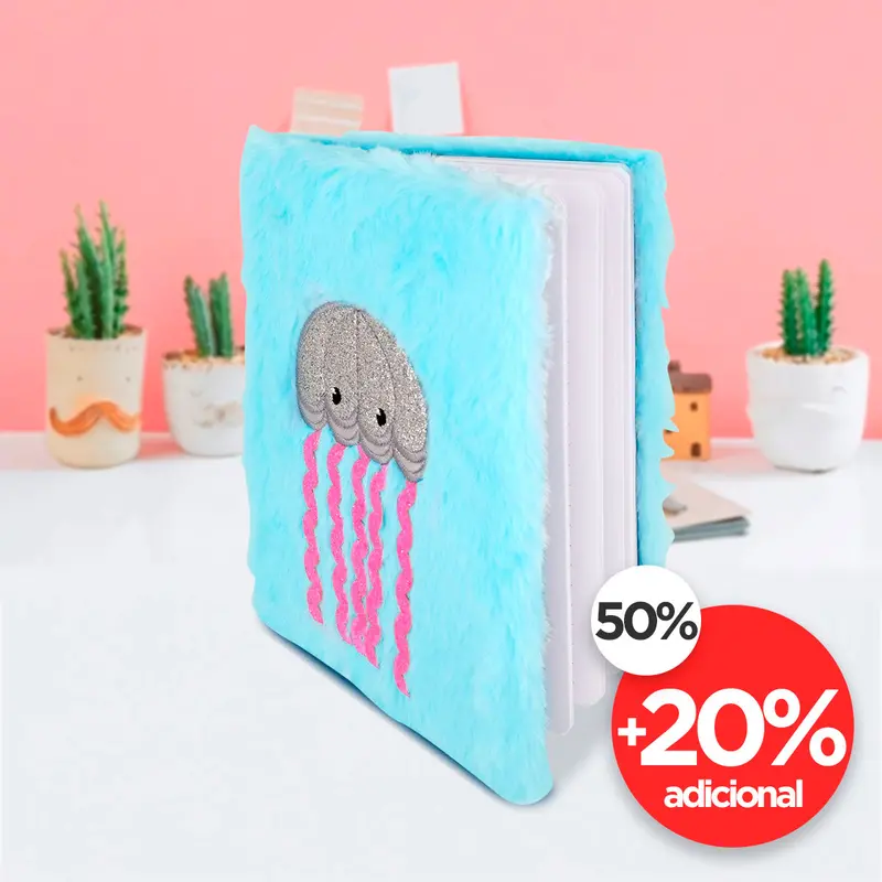 Libreta De Peluche Con Diseño De Medusa, Color Azul 1